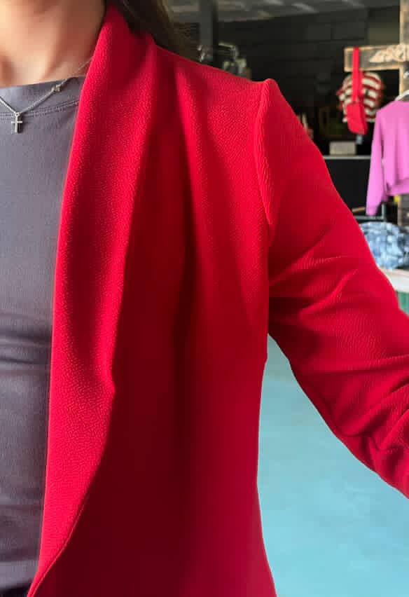 Red 3/4 Sleeve Blazer