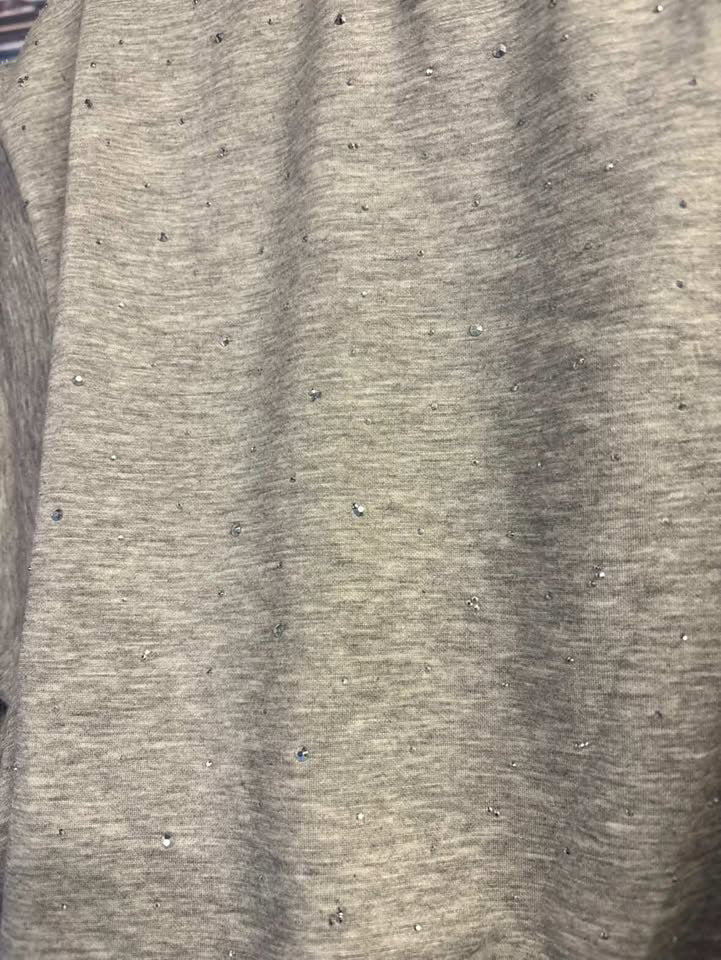 Grey Sleeveless Cropped Shirt with Rhinestones