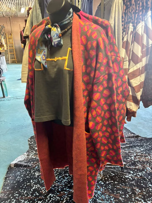 Pink & Orange Cheetah Print Cardigan