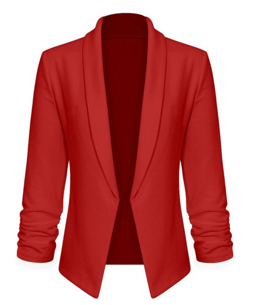 Red 3/4 Sleeve Blazer Plus Size