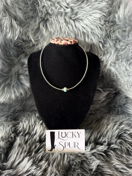 3mm Navajo Pearl Necklace with Accent Bead