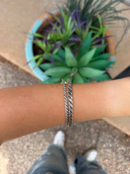 Large Sterling Silver Twisted Bangle
