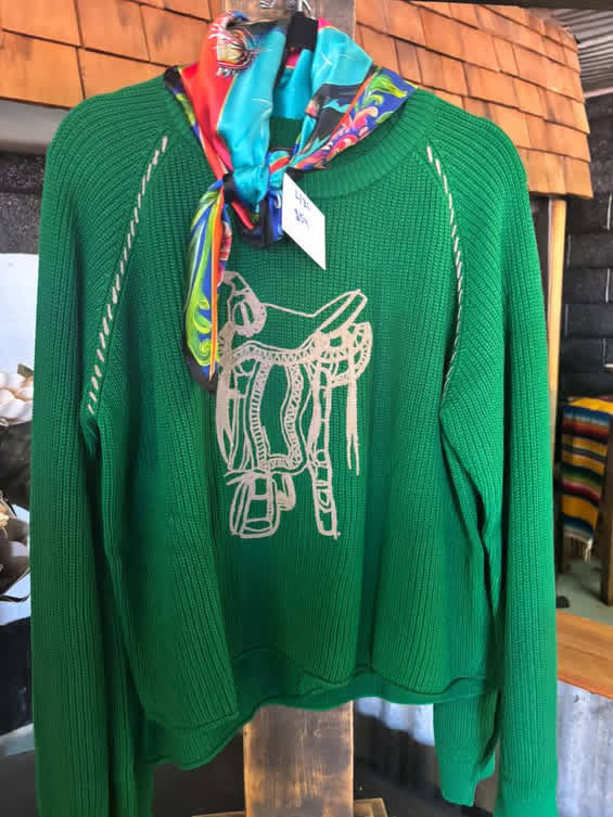 Green Horse Saddle Sweater