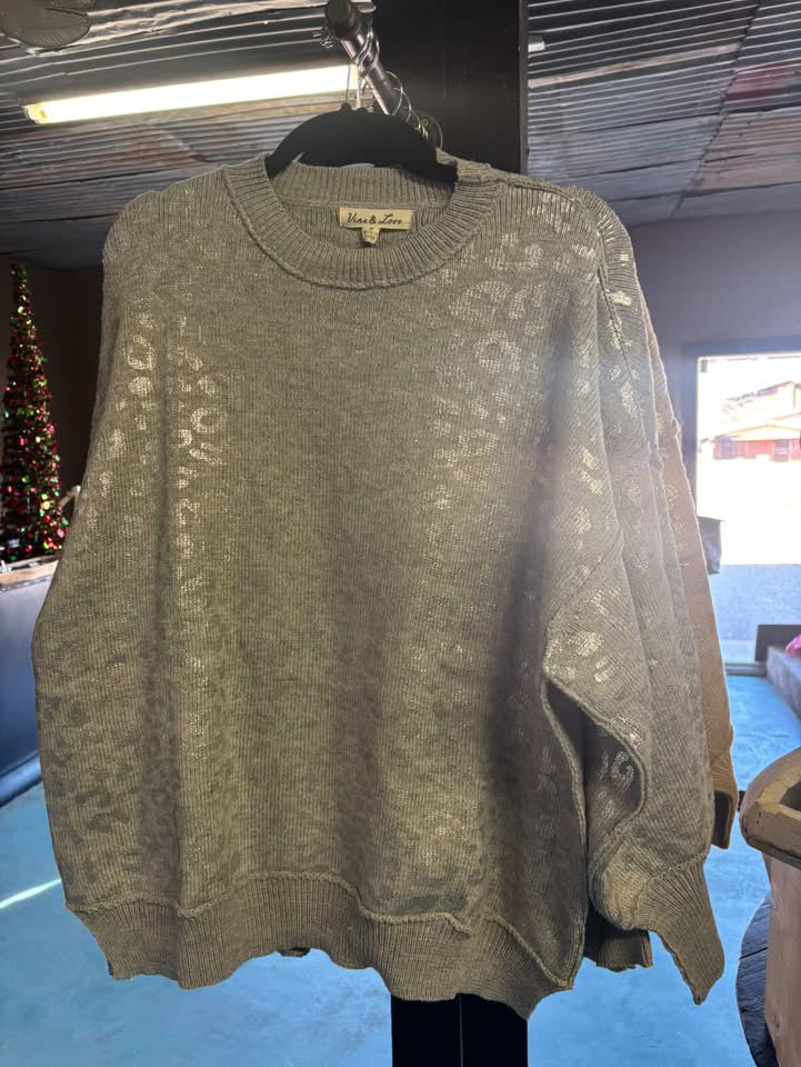 Silver Cheetah Print Sweater