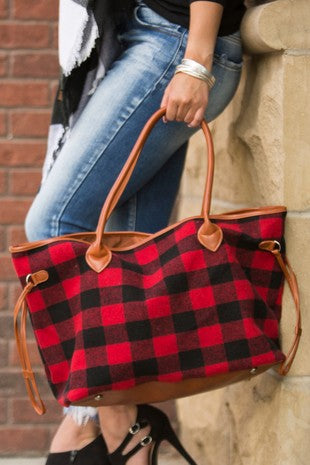 Red Buffalo Plaid Weekend Bag