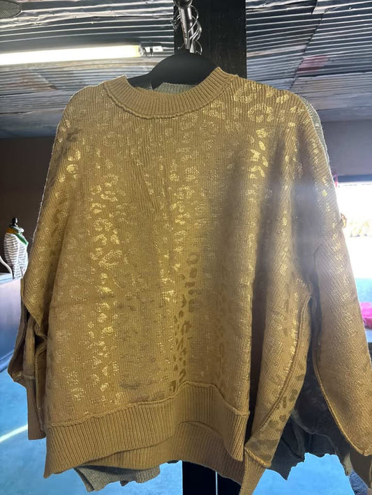 Gold Cheetah Print Sweater