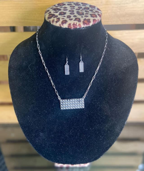 Sliver Necklace w/ Earrings