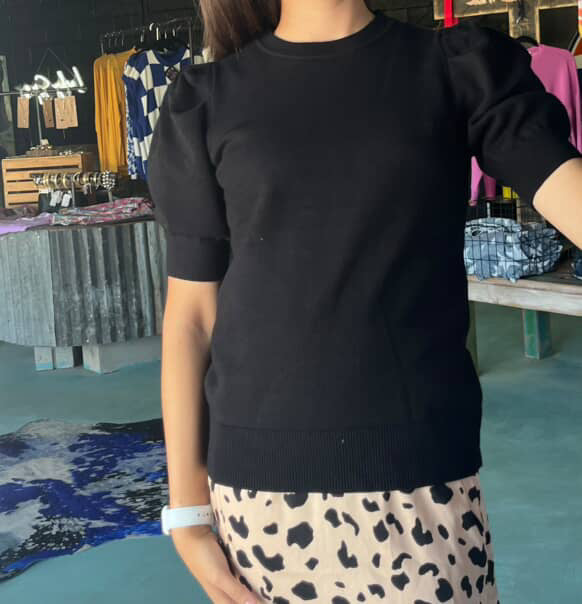 Black Puff Sleeve Sweater