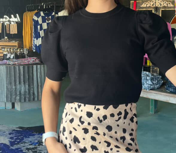 Black Puff Sleeve Sweater