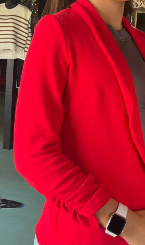 Red 3/4 Sleeve Blazer