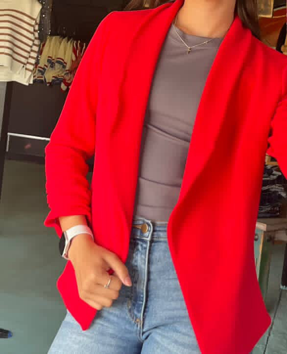 Red 3/4 Sleeve Blazer