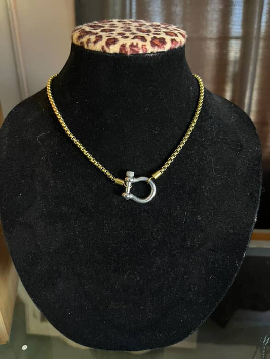 Mixed Metal Bit Necklace (gold chain)