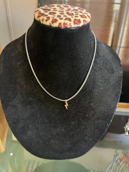Lightning Bolt Necklace / Mixed Metal