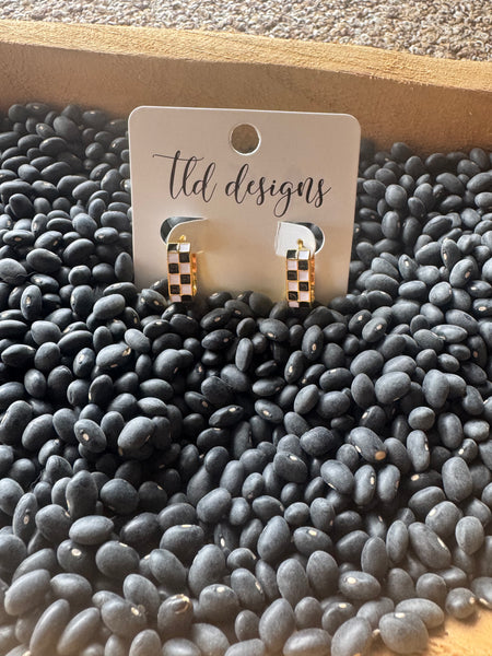 Small Checkered Hoop Earrings
