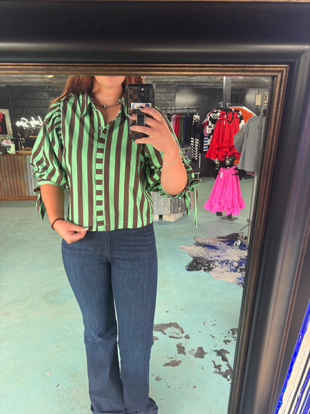Striped Puff Sleeve