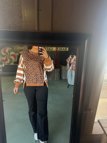 Leopard Color Block Sweatshirt