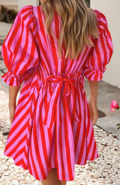 Striped Short Sleeve Dress