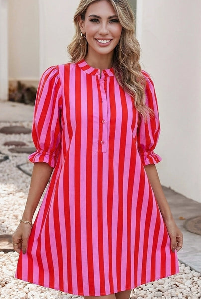 Striped Short Sleeve Dress