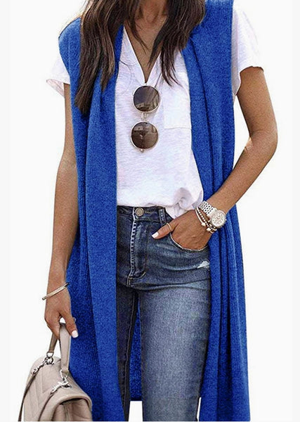 Sleeveless Cardigan Blue
