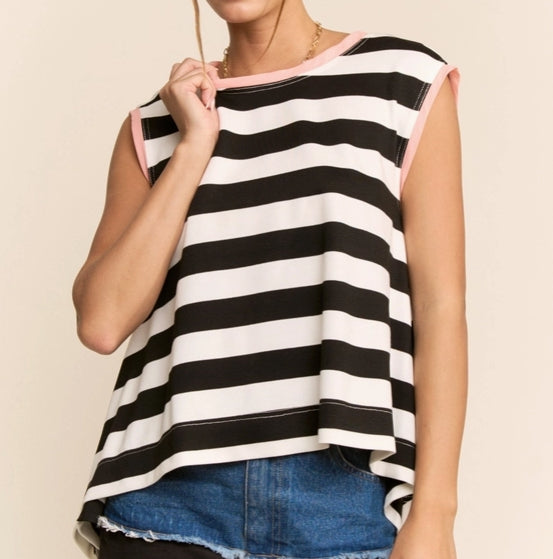 Striped Sleeveless Relaxed Top