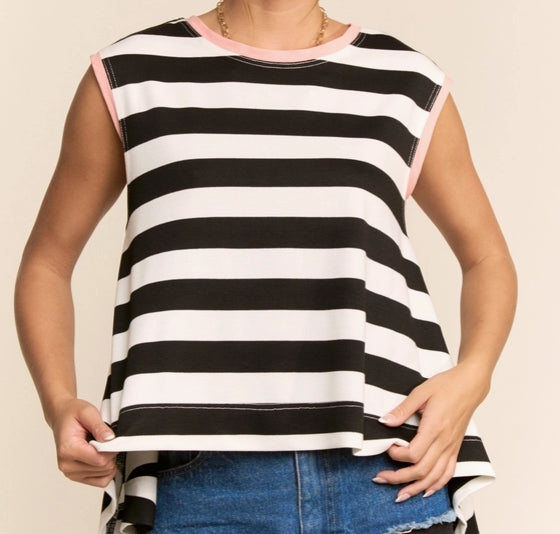 Striped Sleeveless Relaxed Top