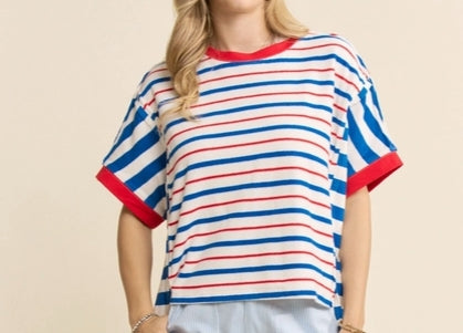 Striped Short Sleeve Boxy Tee