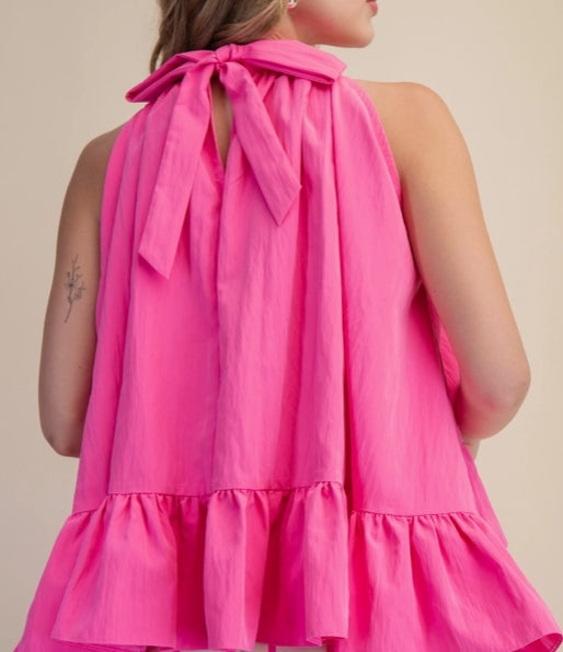 Hatler Sleeveless Ruffle Top Pink