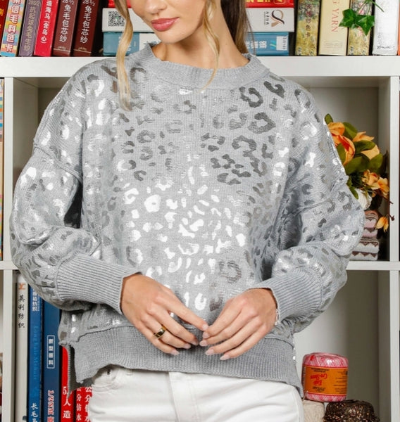 Silver Leopard Sweater