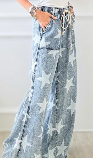 Drawstring Wide Leg Jeans