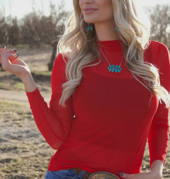 Red Mesh Top