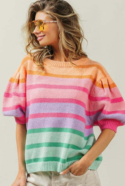 Multi Color Puff Short Sleeve