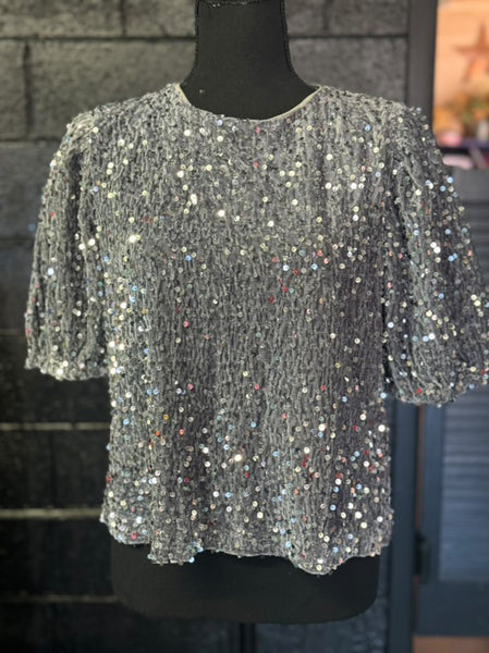 Velvet Sequins Top