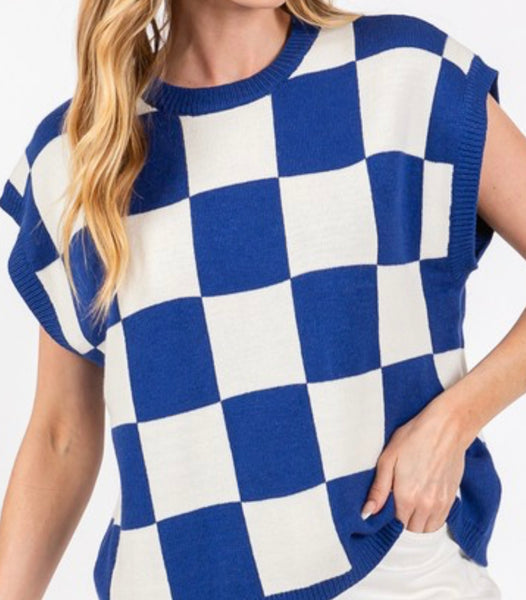 Game Day Checker Sweater Vest