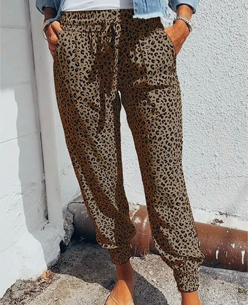 Brown Leopard Joggers