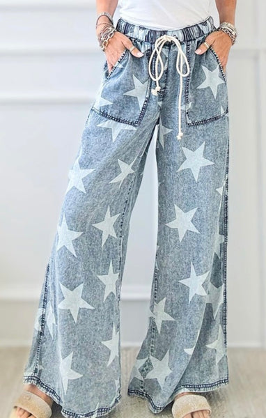 Drawstring Wide Leg Jeans