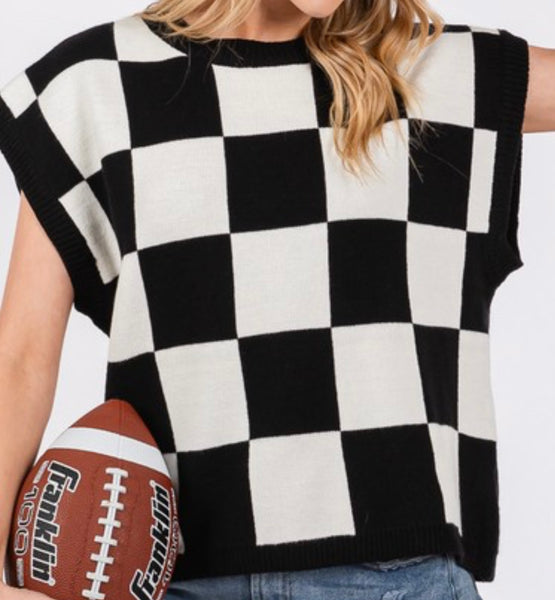 Game Day Checker Sweater Vest