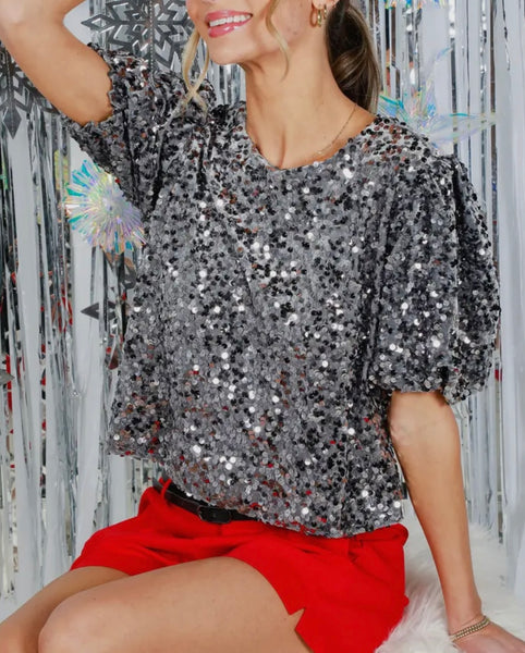 Velvet Sequins Top