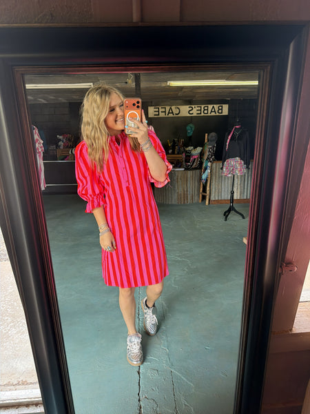 Striped Short Sleeve Dress